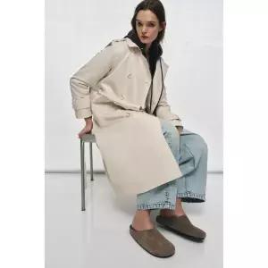 ZARA 자라 스웨이드 슬링백 슈즈 - 토프 그레이 3894086