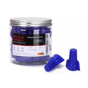 HKS 40 PCS 블루 와이어 너트 - AWG 14-6 윙드 전기 엔드 커넥터 스프링 휴대용 및 빠르게 연결 가능한