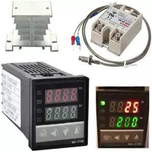 디지털 PID 온도 조절기 REX-C100 C100 SSR 릴레이 SSR-40DA K 열전대 스레드 프로브 히트 싱크