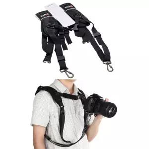 스트랩 그립 숄더 슬링 카메라 벨트 사진 조끼 더블 DSLR