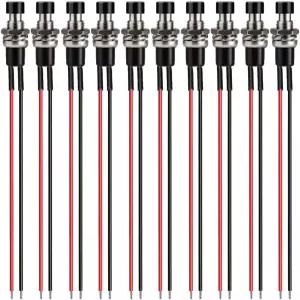 Gebildet 3V-6V-12V-24V-230V/1A 10개 7mm 블랙 프리와이어드 미니 순간 푸시 버튼 SPST 노멀 오픈 2핀