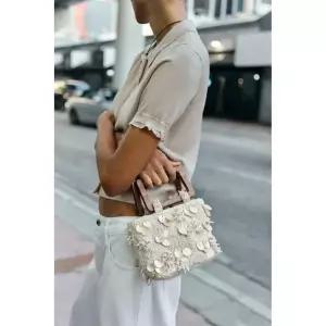 ZARA 자라 페이크 자개 디테일 백 - 크림 3886231