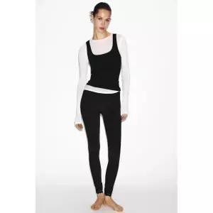 ZARA 자라 와이드 스트랩 폴리아미드 티셔츠 - 블랙 3886187