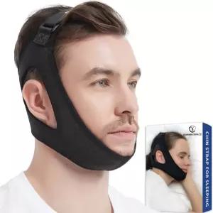 CPAP 사용자를 위한 고퍼브레이스 턱끈 - 입을 다물게 하는 조절 가능한 마스크 붕대 남녀 코골이를 더