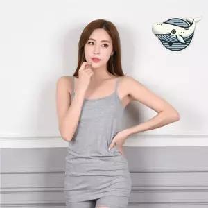 여성용 캡내장 롱끈 이너웨어 슬림핏 면스판 sRJ3+2jtX