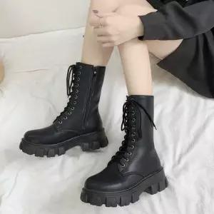겨울 여성부츠 워커 미들 여성 패션 레이스업 부츠 가을 캐주얼