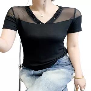줌바 라틴 라인 댄스복 방송 댄스스포츠 사교 반팔 티셔츠 여성 댄스상의