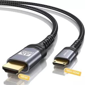JSAUX 미니 HDMI에서 케이블 3FT 알루미늄 쉘 브레이드 고속 4K 60Hz 2.0 코드 카메라 캠코더 태블릿 및