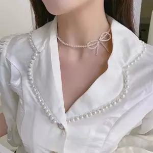 목걸이 펜던트 진주 리본 청담동스타일 초커