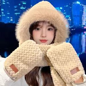 장갑 일체형 머플러 스카프 숄 바라클라바 후드 모자 목도리