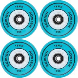 AOWISH 라이트 업 인라인 스케이트 휠 LED 롤러 베어링 ABEC-9 80mm 파란색 4팩 포함 플래시 야광 블레이드