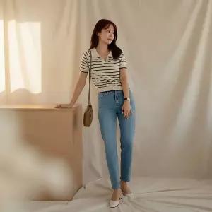 [하프클럽/]여성 옆면 트임 하렘 백밴딩 데님팬츠 바지 청바지