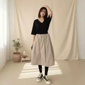[하프클럽/]여성 밴딩 벌룬 절개 포인트 치마레깅스 스커트