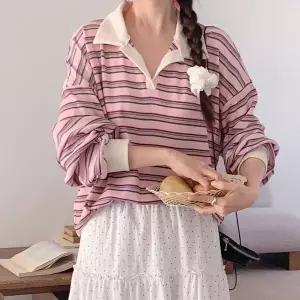 [하프클럽/셀러허브_여성트랜드패션]여자 카라넥 박스핏 빅사이즈 줄무늬