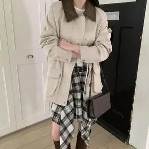 [하프클럽/]여성 배색 카라 루즈핏 포켓 워크 자켓 재킷 외투