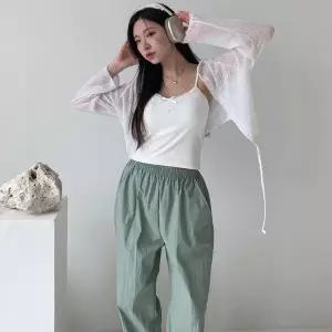 [하프클럽/]여성 여름 스트랩 후드 긴팔 가디건 후디 후드티