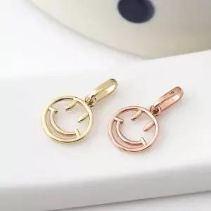 데일리펜던트 GOLD 스마일 라운드 링 금 목걸이 펜던트 14K