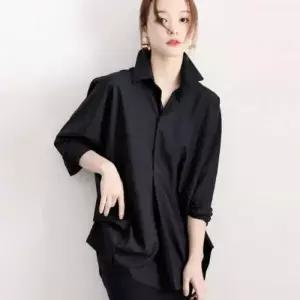 [하프클럽/]이쁘다요 컬러 카라 셔츠 루즈핏 앞주름 블라우스