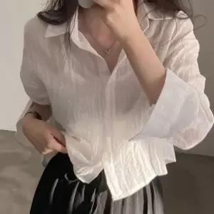 [하프클럽/]이쁘다요 시스루 봄 블라우스 셔츠 레이어드 데일리 루즈핏 가