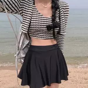 [하프클럽/]4pcs 스트라이프 겉옷 모노키니 수영복 투피스 여성 워터파크 풀