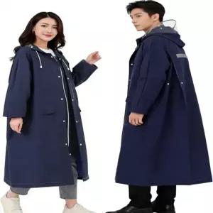 QulbltX 레인코트 여성용 남성용 자전거 백팩 호환 이중 투명 레인 바이저 포함 경량 기어 웨어 모터사이클 폰초 롱 라지 방풍 방수 navy X-Large