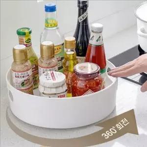 [RIZPICK]다용도 주방 회전 트레이 선반 회전 양념통 수납 정리대 용품