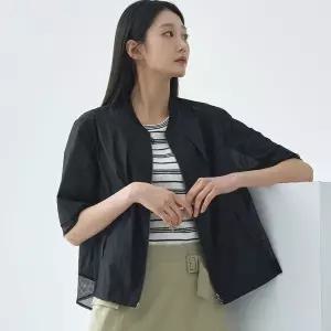 [지센] 3컬러 리사이클 메쉬배색 집업 숏 코트 LCCAO421_P423505929