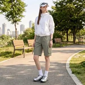 [테슬라] 여성 라이트 밴딩 와이드핏 카고팬츠 반바지 MBS50