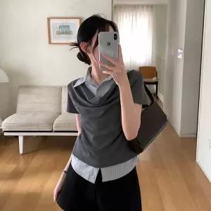 [코코블랑] 드레이프 레이어링 셔츠