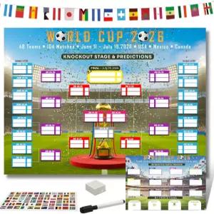 월드컵 2026 포스터 월 차트 세트 축구 토너먼트 브래킷 트래커 깃발 스티커 배너 마커 테이프 상품