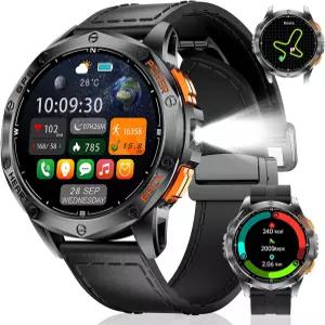 남성용 LIGE GPS 스마트 워치 블루투스 통화 LED 손전등 컴퍼스 1.43인치 AMOLED 피트니스 심박수/수면