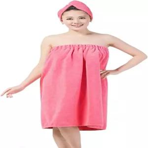 페이크페이스 여성 흡수성 극세사 목욕 타월 바디 랩 세트 짐 스파 로브 드라이 헤어 캡 비치 풀 샤워