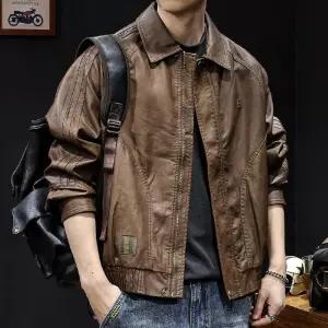 남성 빈티지 가죽 코트 가을 겨울 쇼트 기모 빅사이즈 E35Z4F 젠2