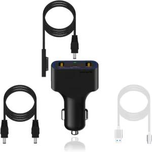 BatPower CCS2 고출력 배송 표면 노트북 자동차 충전기 120W Microsoft Surface Book 4 3 2 1 Pro 8 X 7 6