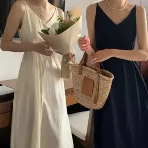 TBZ 브이넥 나시 드레스 슬림한 실루엣 롱원피스