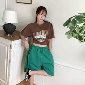 [옷자락]여성 사이드 와이드 트레이닝 반바지 팬츠 쇼츠