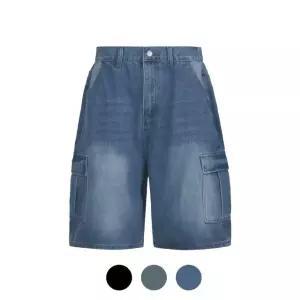 [파파브로] 남성 캐주얼 백밴딩 카고 데님 반바지 IC-JEH-701-1_2_3