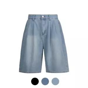 [파파브로] 남성 캐주얼 와이드 백밴딩 데님 반바지 IC-JEH-702-1_2_3