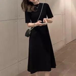 여성 여름 반팔 롱 원피스 루즈핏 블랙 휴양지 홈웨어