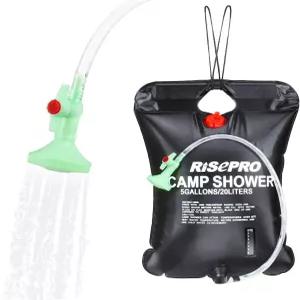 RISEPRO 태양열 샤워백 5갤런/20L 난방 캠핑 온도 표시 온수 45°C 하이킹 클라이밍 C1004