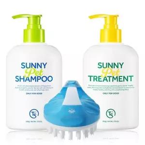 [셀러허브]TS 써니 애견샴푸 500g + 트리트먼트 500g + 목욕솔 애견브러쉬 (S48038208)