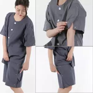 스냅1번 기능성 환자복 치료복 환부개방 앞단추/뒷지퍼/어깨똑딱이 진료복 입원복 병원 환자복 한의원