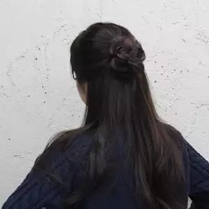 올림머리 똥머리 가발 집게핀 자연갈색-WFNA2PP