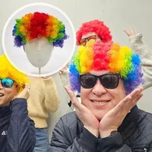 인생사진 네컷 폭탄 뽀글머리 가발 레인보우-WFNA2PR