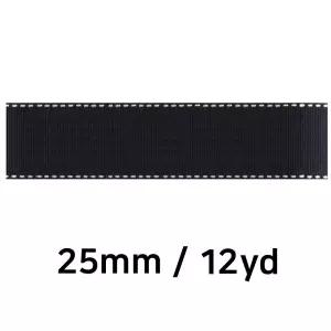 (리본) 골직 스티치 롤 (폭 25mm) (검정) 리본끈 공예 원단 포장
