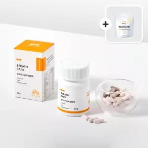 본아페티 반려견 노령견 켁켁거림 거위 헛 마른 기침 소리 기관지 협착증영양제 브레스캡스 2개간식 브레스