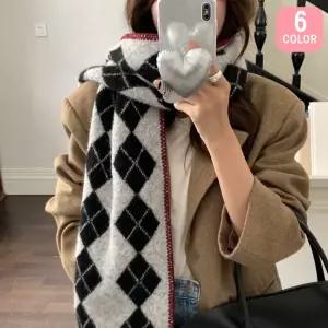 울 아가일 머플러 커플 목도리 쁘띠 간절기 롱 선물예쁜 패션 니고급 예쁜