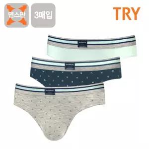 TRY 주니어 면스판 삼각팬티 남자브리프 속옷 3매세트남성 사각 365BUY 시크릿더샵