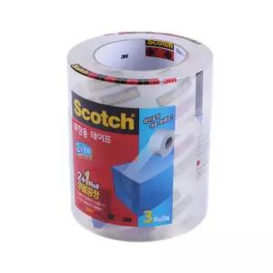 3M 스카치 포장용 테이프 3615 48mm x 100M 2+1롤투명 테잎 넓은 택배 제품고정 용투명 박스