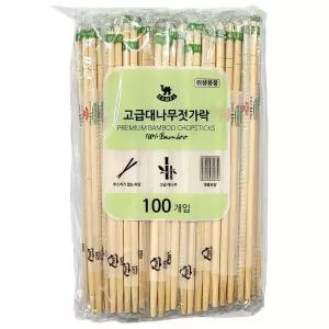 대나무 소재로 만든 개별포장 캠핑 행사 젓가락 100입원목저분 일회용 위생 일회용품 나무 식기